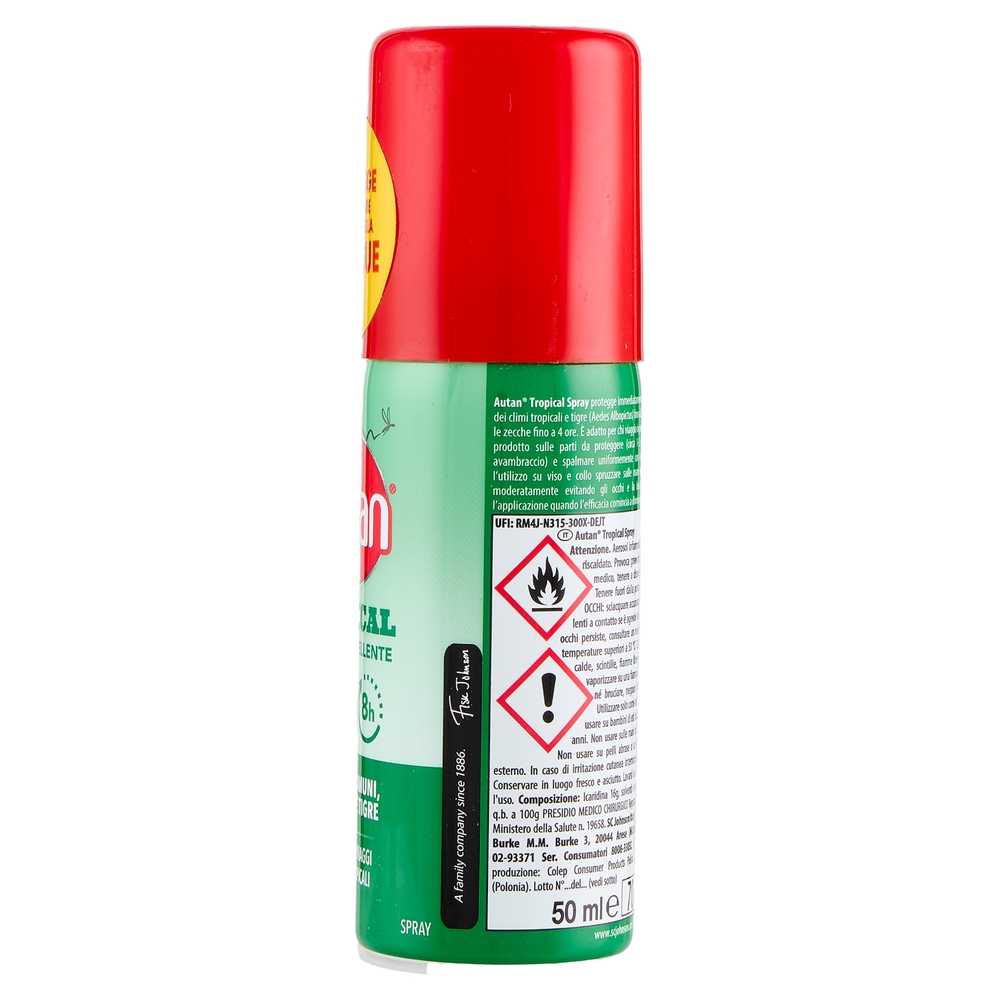 Autan Tropical Spray Mini Insetto Repellente e Antizanzare Tigre, Comuni e Tropicali, 50ml